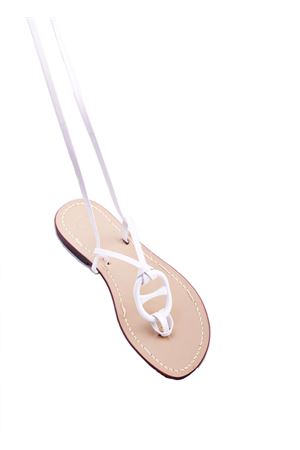 White handmade Capri sandals sleave model Da Costanzo | SCHIAVA OVALONEBIANCO